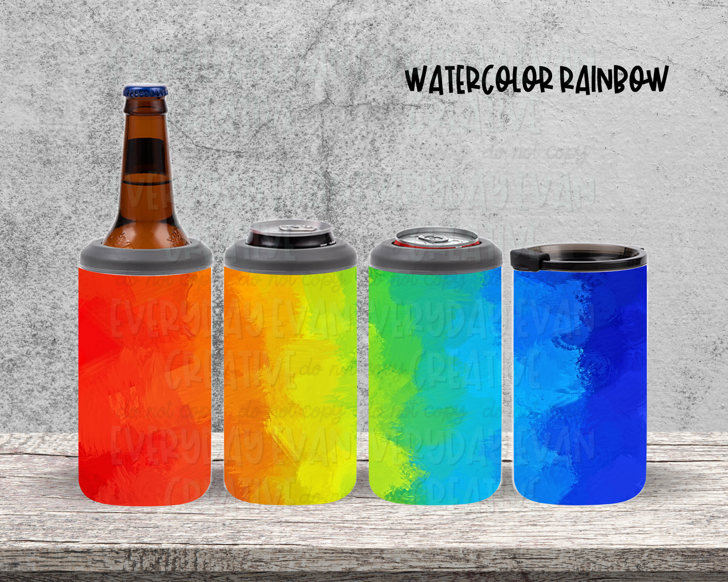 Watercolor Rainbow 4 in 1 Can Cooler