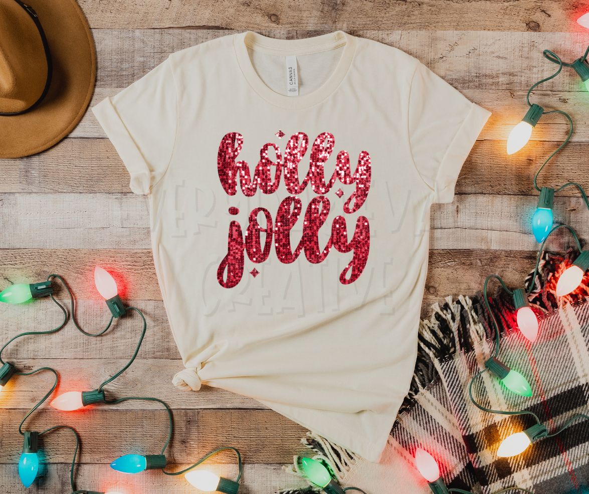 Holly Jolly Red Faux Glitter
