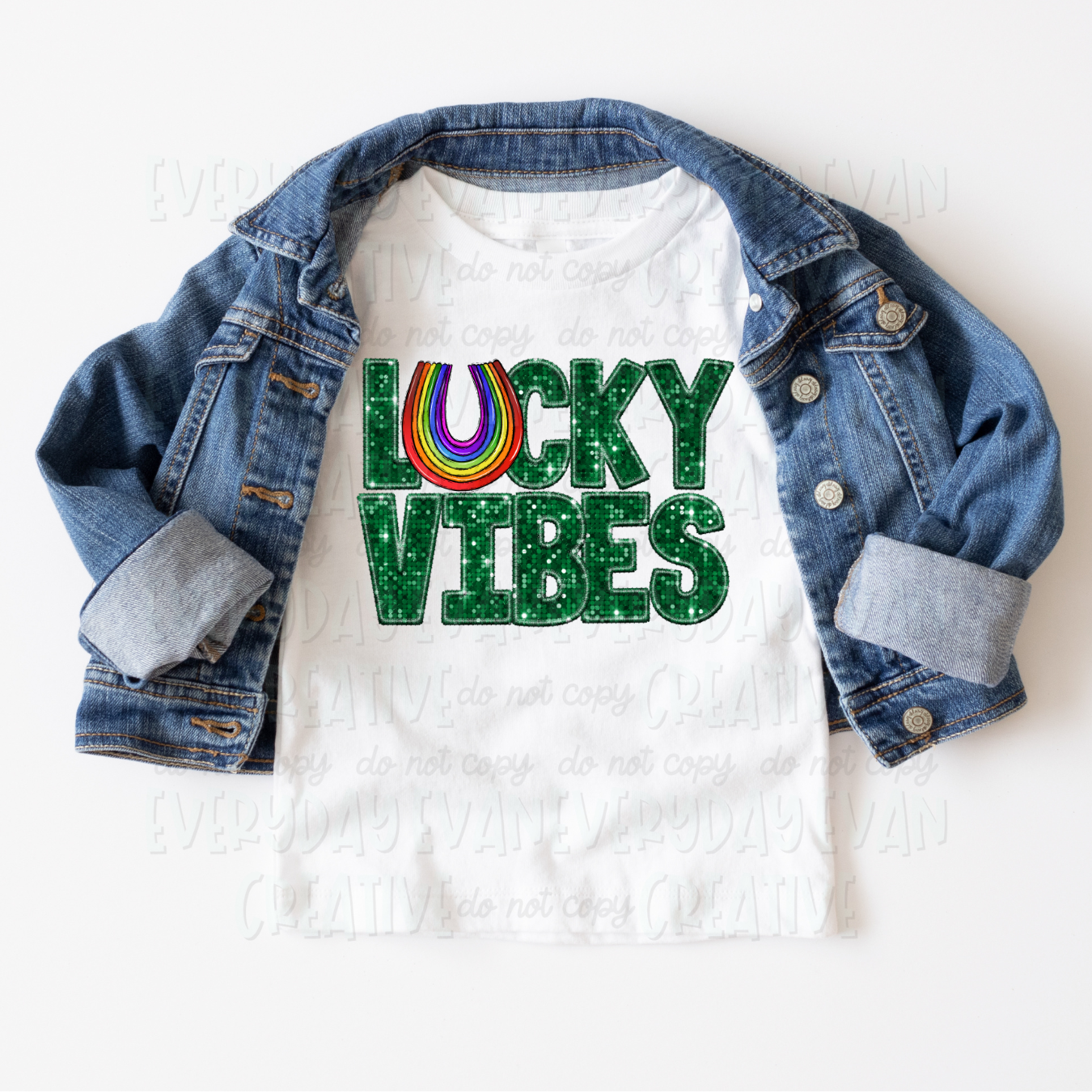 Lucky Vibes Faux Sequin Embroidery Toddler/Youth