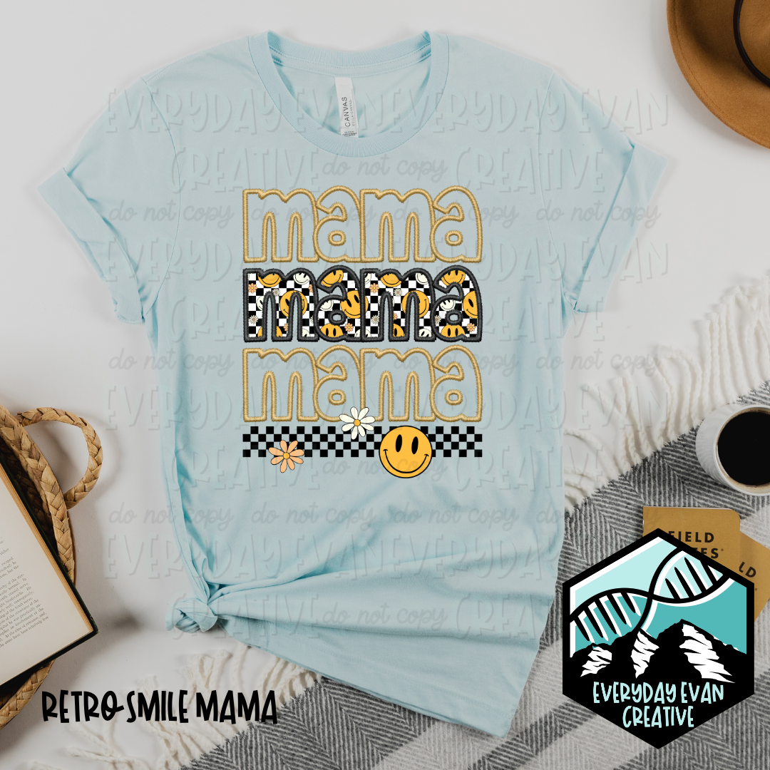 Image of a sample t-shirt that reads: MAMA, MAMA, MAMA