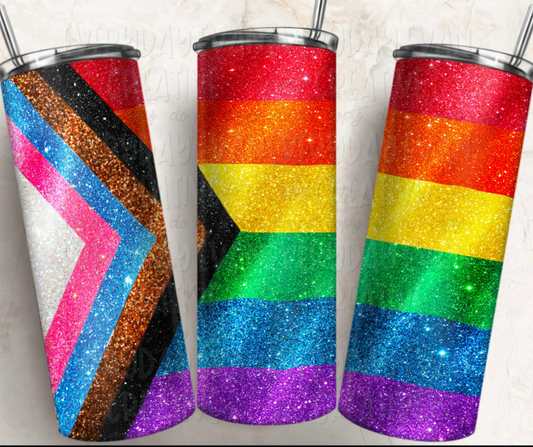 Glitter Progress Pride Flag Tumbler