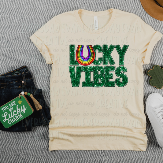Lucky Vibes Faux Sequin Embroidery