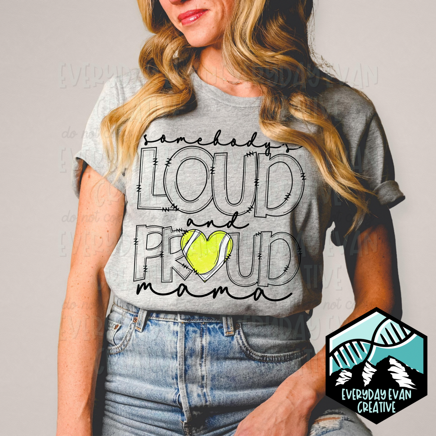 a shirt that reads loud and proud with a heart designed to look like a tennis ball