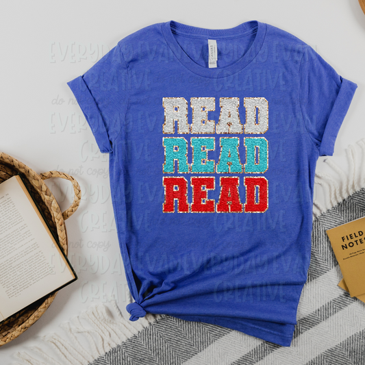 Read Read Read Faux Chenille Patch