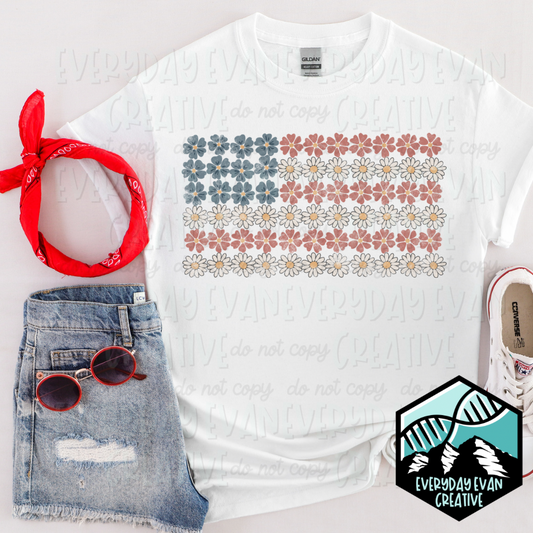 Floral American Flag t-shirt
