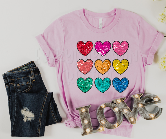 Faux Sequin Hearts