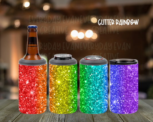 Glitter Rainbow 4 in 1 Can Cooler