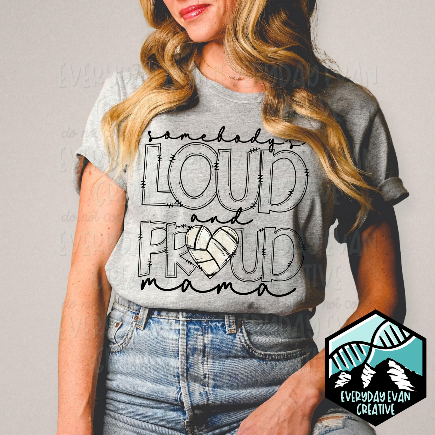 a shirt that reads loud and proud with a heart designed to look like a volleyball