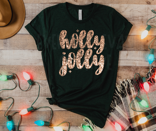 Holly Jolly Gold Faux Glitter